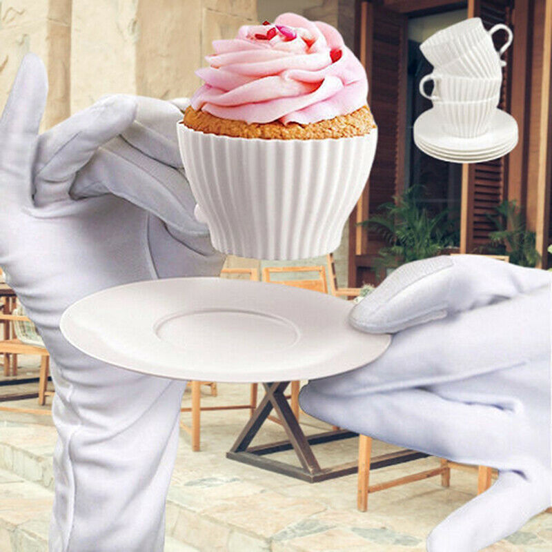 4Set Silicone Cupcake Cups Muffin Baking Cake Tea Teacup Mold Baking Suppl FdDF