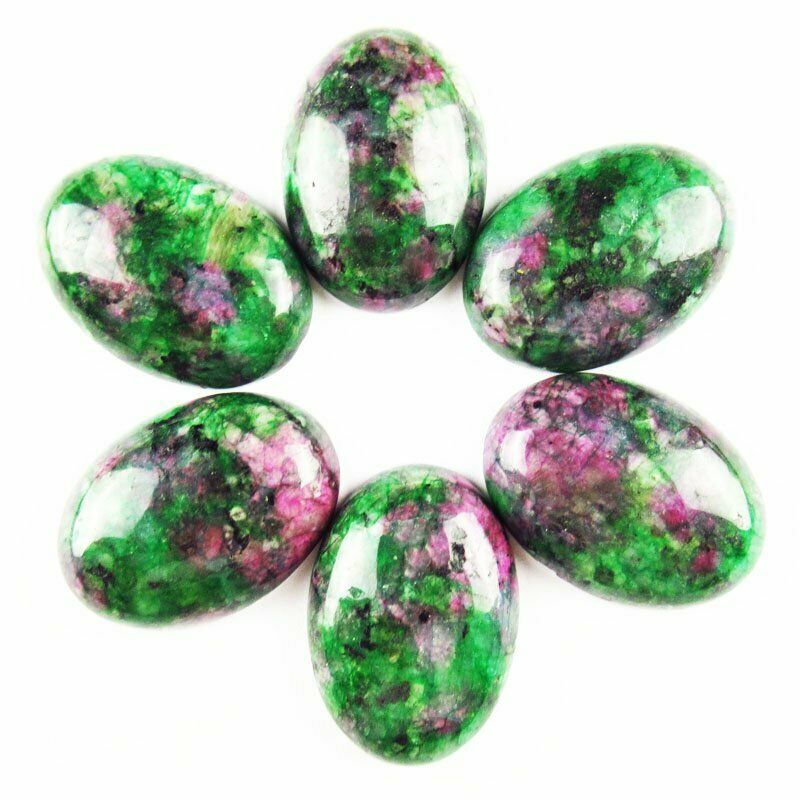 8pcs 25x18x6mm Natural Ruby in Fuchsite Oval Cab Cabochon 35g A-256JM