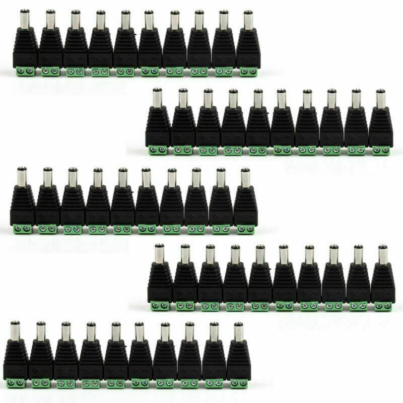 50 Pcs 5.5 x 2.5mm CCTV DC Power Male Jack Plug For CCTV Camera S