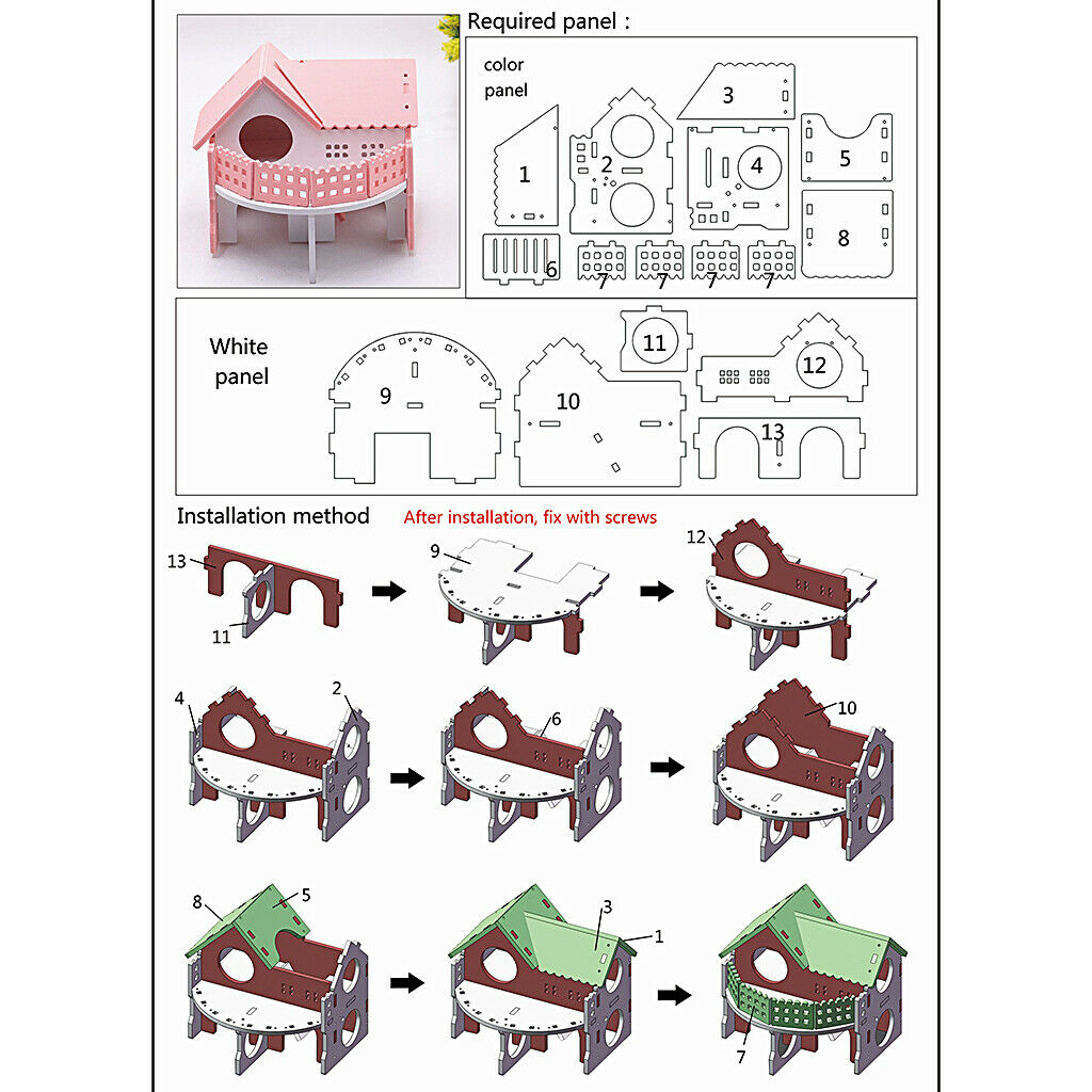 Lovely Double Layers Hamster Wooden Pink Villa Hut Play House Habitat Decor