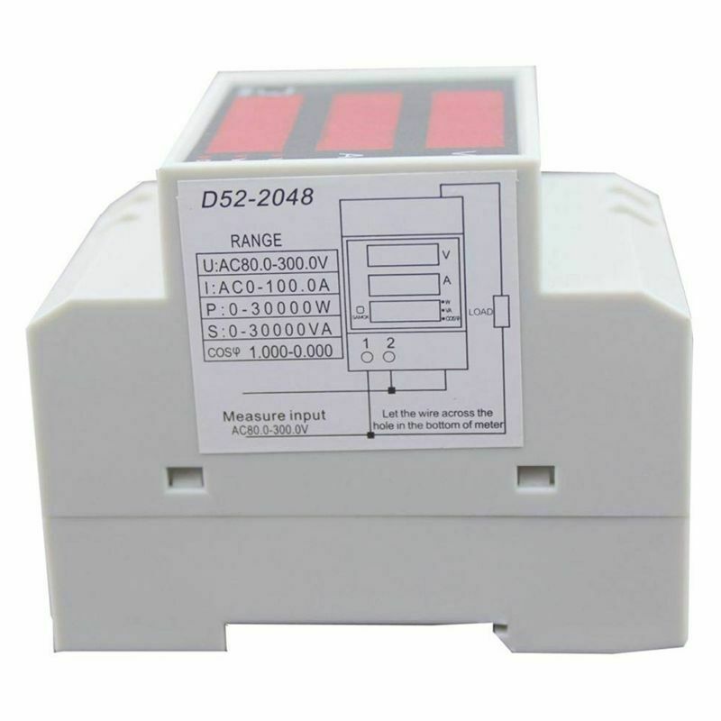 D52-2048 DIN Rail Digital Voltage Current Voltmeter Power Meter Ammeter J4Y5
