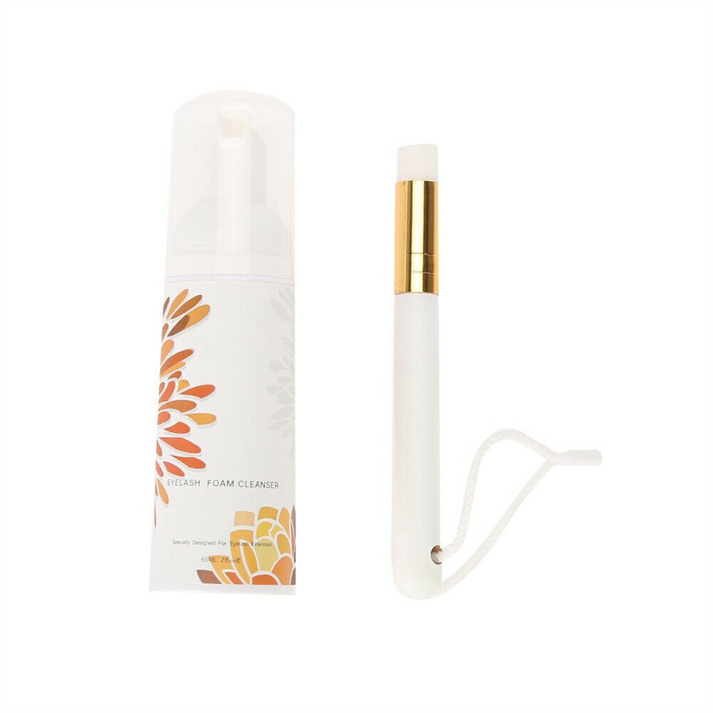 Lash Foam Extensions Cleaning Cleanser Brush Soft Eyelash Cleansing Shampoo Set