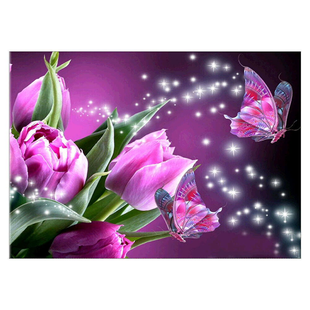 Butterfly Flower 5D Full Drill Diamond Painting Embroidery DIY Cross Stitch @