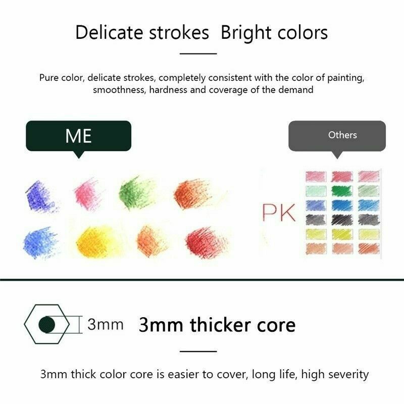 160Color Oil Art Pencils Drawing Set Sketching Artist Non-toxic Colouring 12pcs