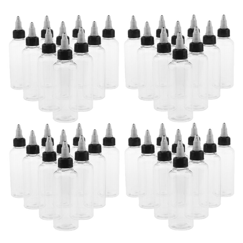 40 Pcs Clear Empty Plastic Bottles with Twist Top Dropper Nozzle Caps  100ml