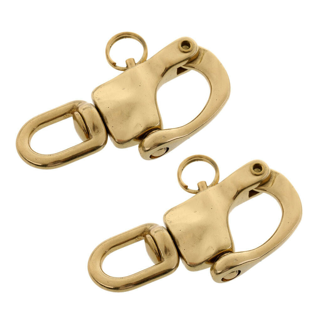 2 Pcs Stainless Steel Carabiner Accessories Marine Boat Kayak - Golden