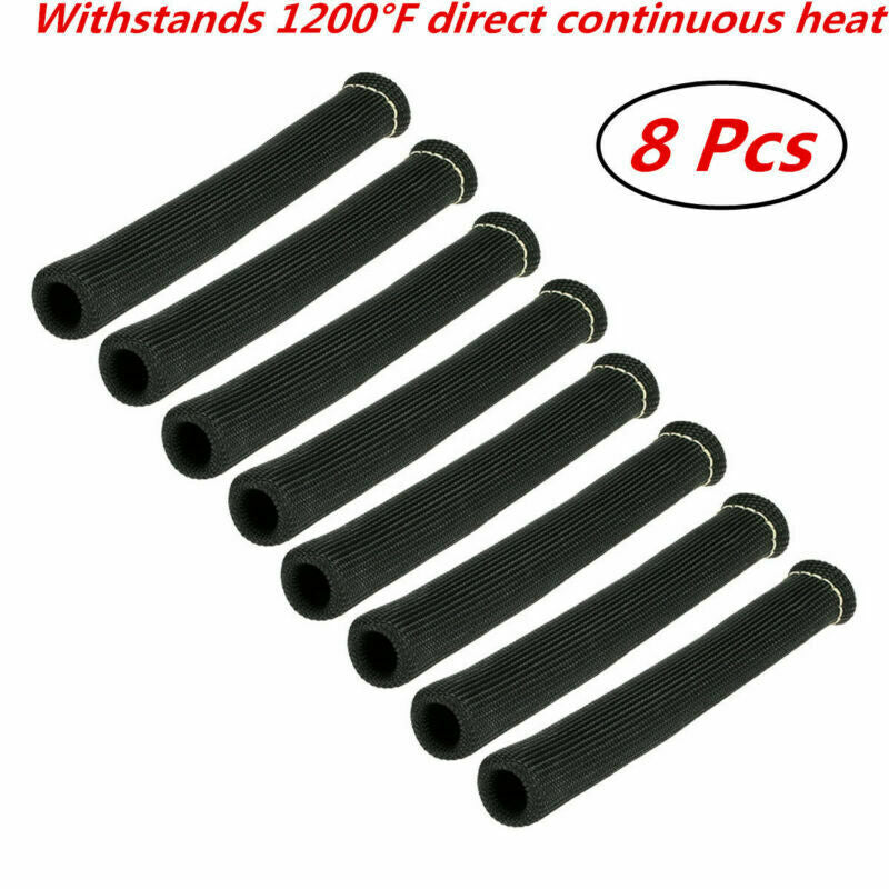 1200Â° Black Heat Shield Spark Plug Wire Protector Sleeve Covers SBC BBC 350 454