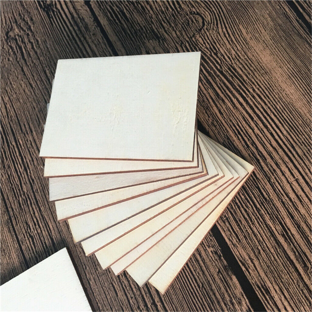 10pcs Blank Plywood Card Unfinished Wood Plaque Sign DIY Decorative Crafts