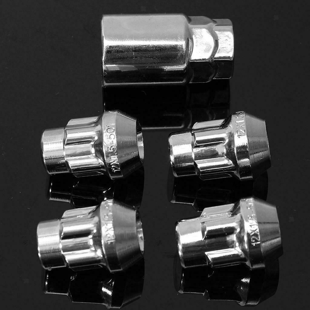 12x1.5mm Chromed Locking Wheel Lock Bolts 4pcs Security Nuts with ONE Key