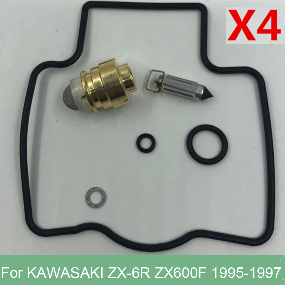 4 Set Carburetor Rebuild Kits For Kawasaki ZX-6R ZX600F Ninja 95-97 Carb Repair