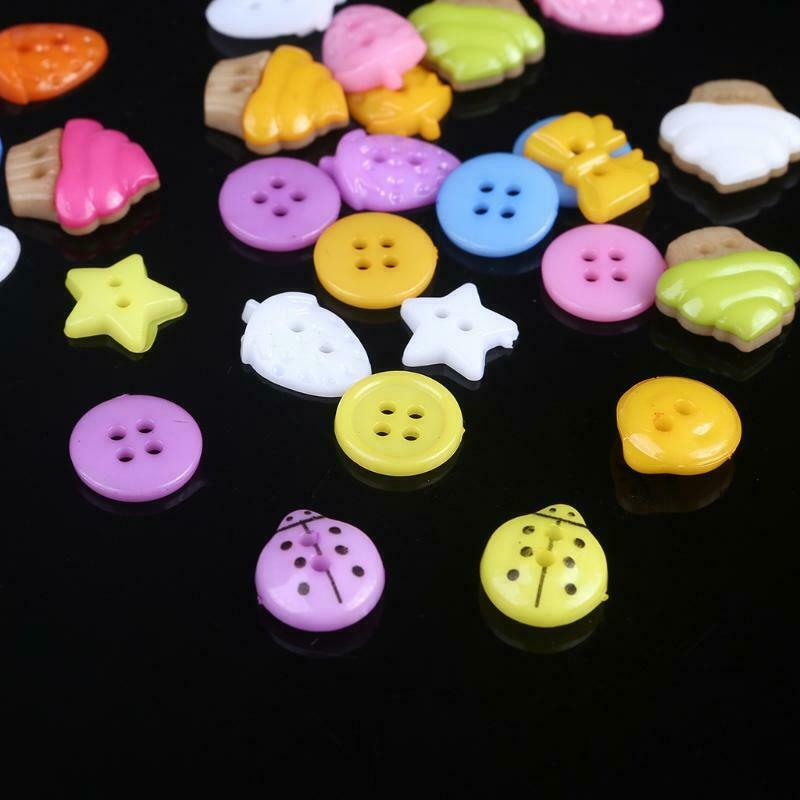 250PCS/Box Mix Lots Colors 1.2-1.5CM DIY Scrapbooking Cartoon Two-eye Buttons