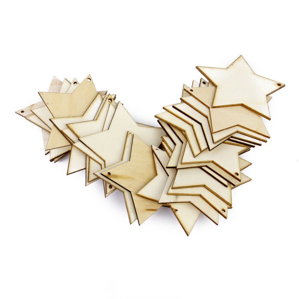 25x Unfinished Wood Stars Cutouts  Cut Craft Cardmaking Embellishments
