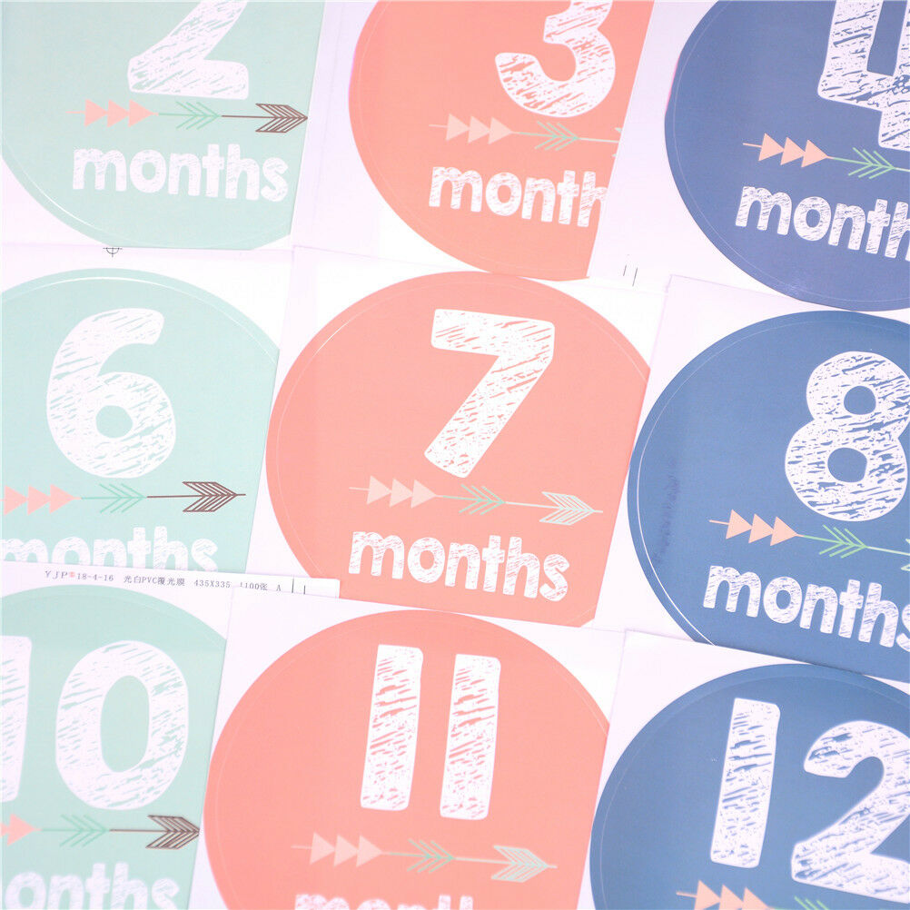 12Pcs/Set Baby 1-12 Monthly Photograph Stickers DIY Baby Shower Stickers J.l8