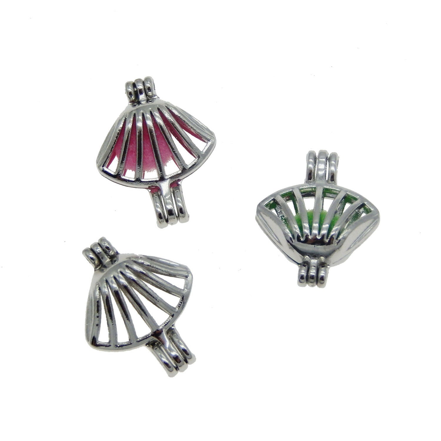 1PC White K Plated Alloy Sector Hollow Openable Locket Charms Pendants Jewelry
