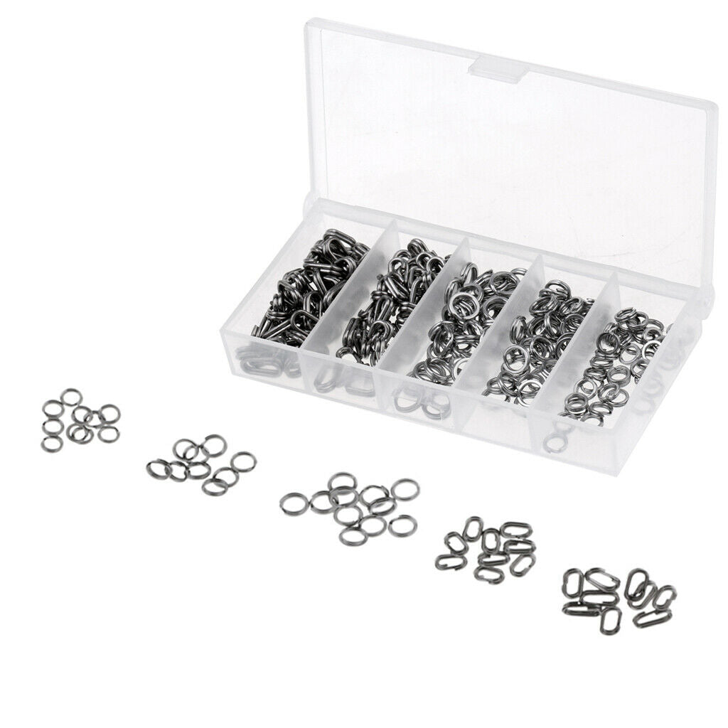 200 Pcs Stainless Steel Round Oval Split Ring Fishing Tool Line Connector