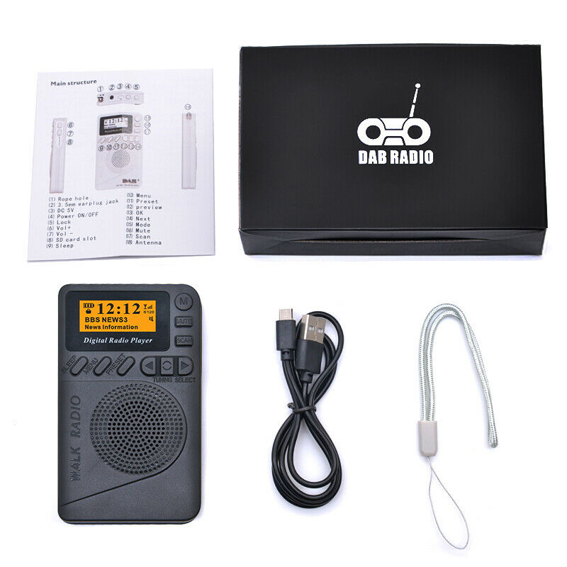 Portable Black Pocket Digital DAB/ DAB+ FM Radio Speaker MP3 Play Rechargable