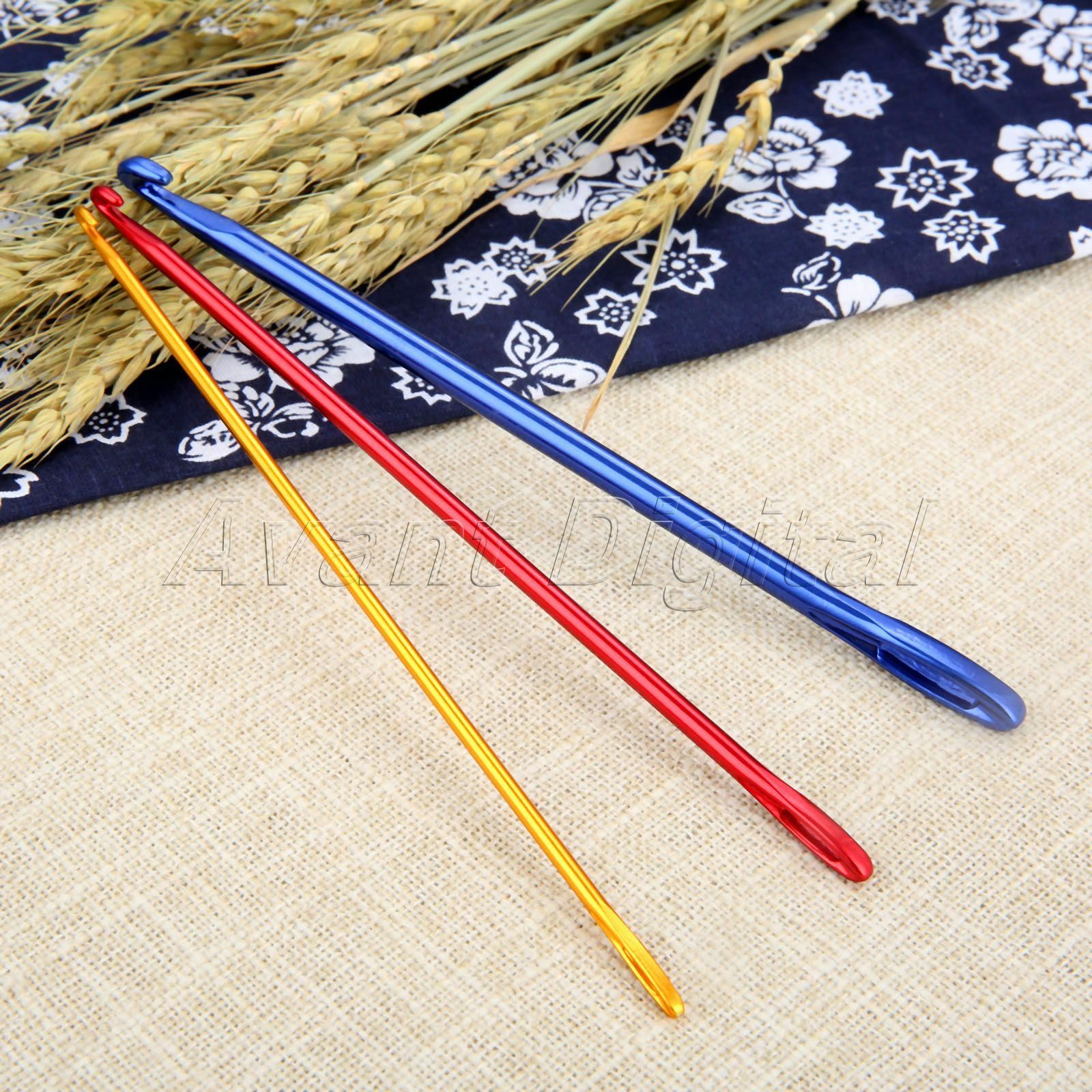 3Pcs 3 Size Crochet Hooks Aluminum With an Eye Knitting Yarn Needles Craft DIY
