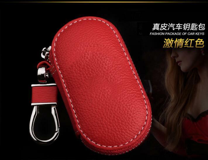 1x Universal PU Leather Auto Car Truck Smart Remote Key Holder Fob Bag Case Red