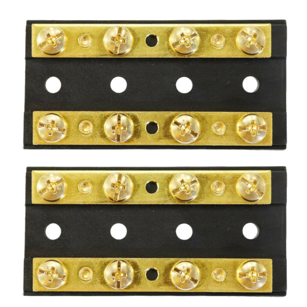 2Pcs Engine Car 4 Gang Duel Buss Bar Block 8 Terminal 32V 60A Dual Bus Bar