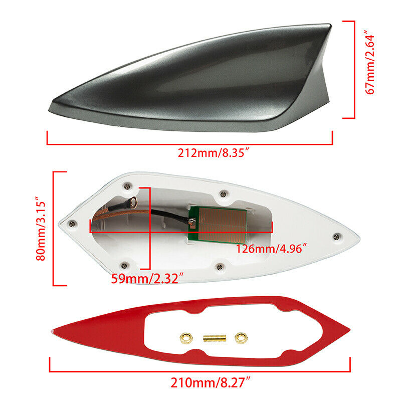 1x Grey Car Roof Shark Fin Style Antenna AM/FM Radio Signal Aerial Decor Cover
