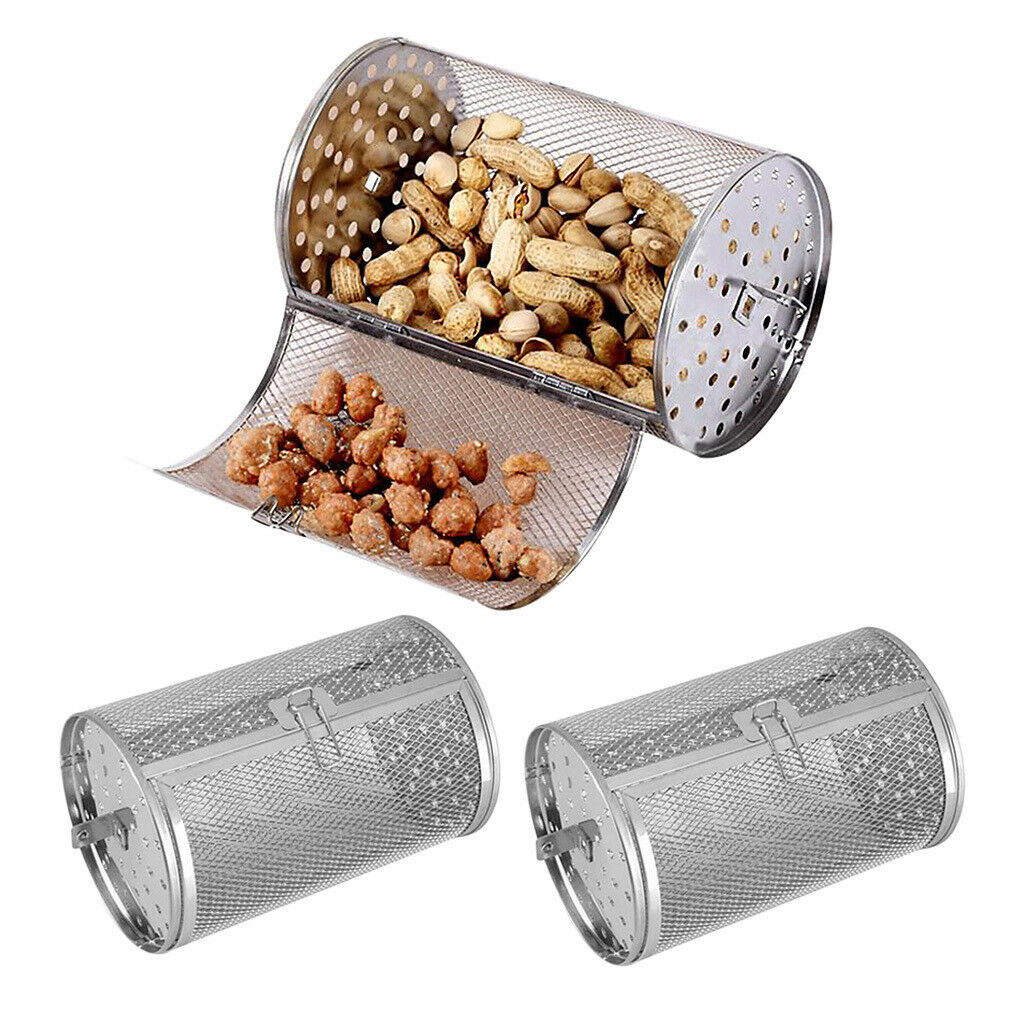 2PC Rotisserie Grill Roaster Oven Basket Coffee Beans Peanuts Almonds BBQ