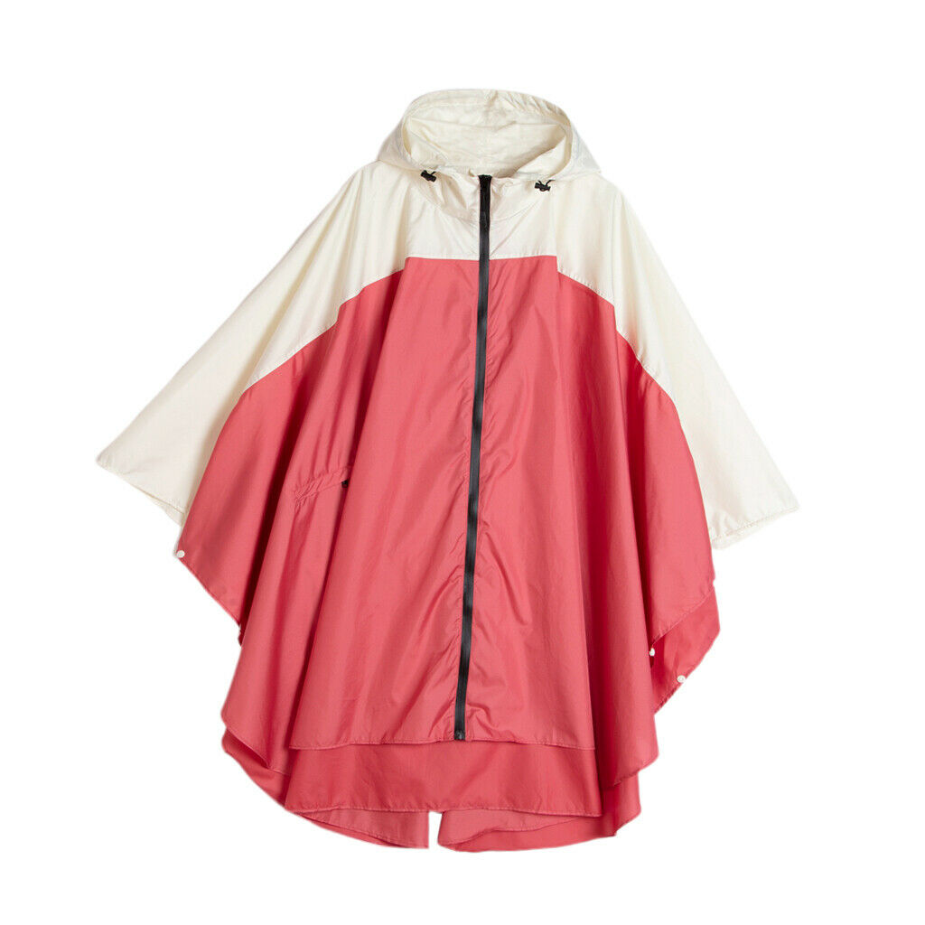 Women's Lightweight Waterproof Outdoor Raincoat Hooded Red Beige