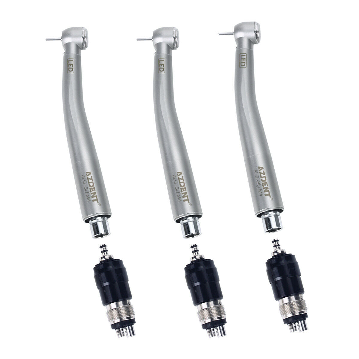 3X Dental LED E-generator Push Button High Speed Handpiece+Quick Coupler 4 Holes