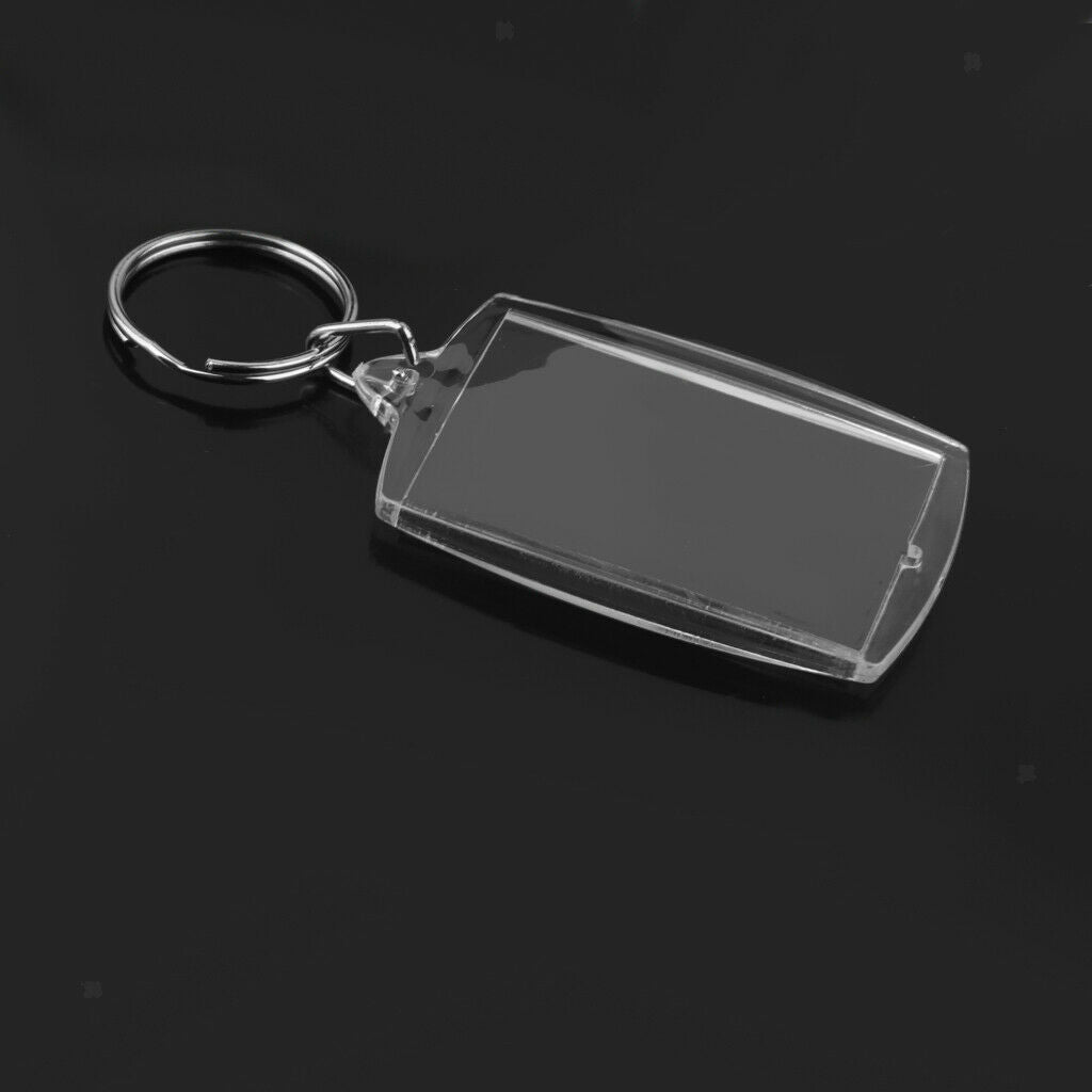 20 Clear Acrylic Hanging Trays with Keychain, Oblong, 40 X 56 Mm, Blank Photo