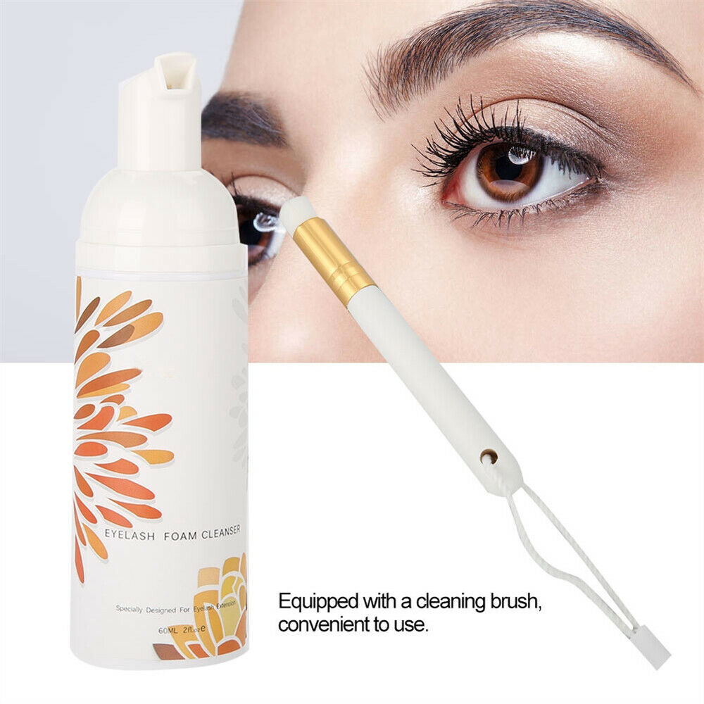 Lash Foam Extensions Cleaning Cleanser Brush Soft Eyelash Cleansing Shampoo Set