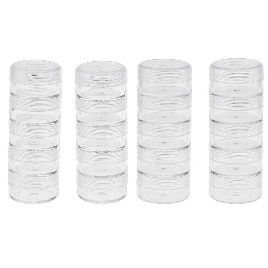 30Pcs Round Stackable Beads Box Organizer w/ Screw Lids Jewellery Display