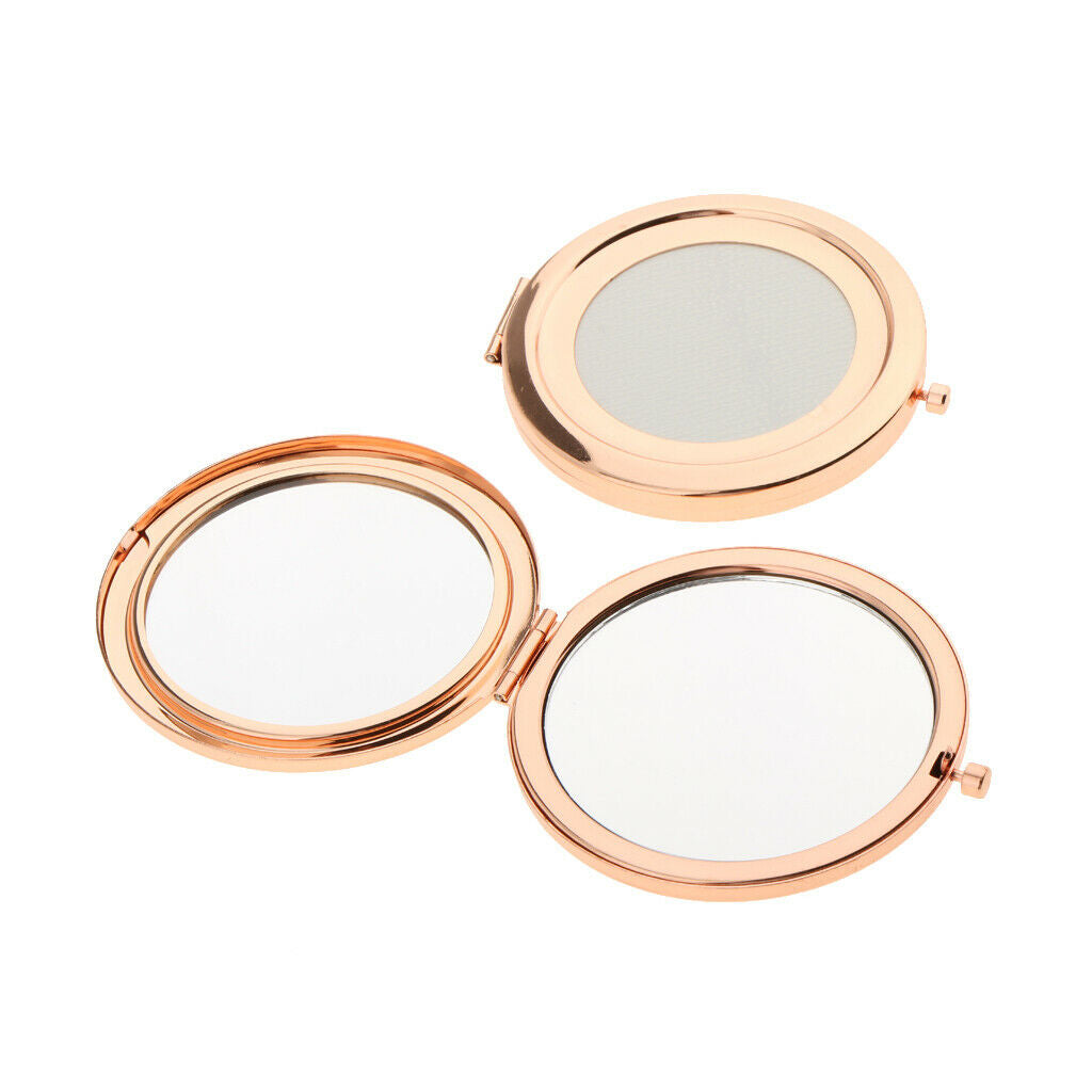 2 Travel Mini Portable Folding Makeup Mirror Round Compact Pocket Purse