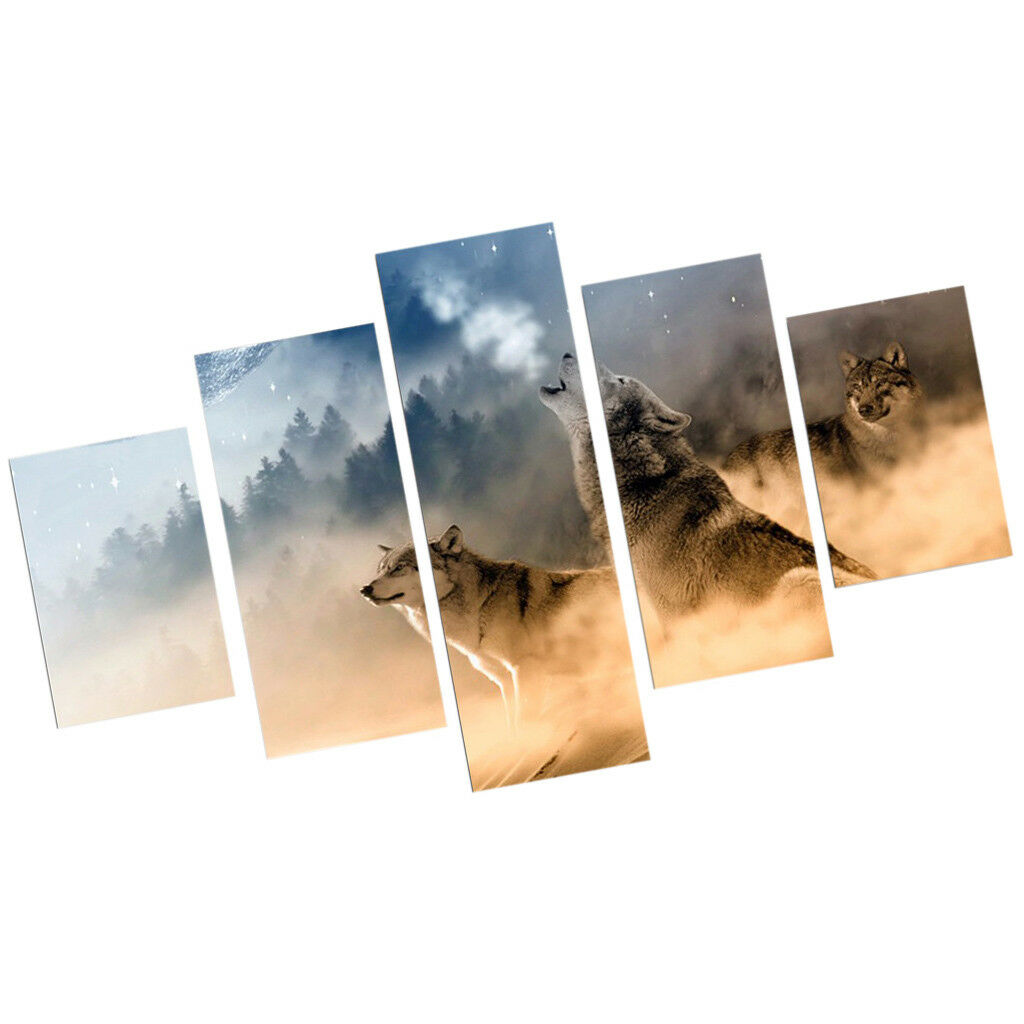 5 Panels Large Canvas Pictures Wall Art Prints Modern The Wolves Size L