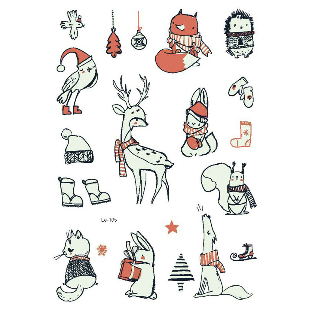 Pieces Stickers Christmas Snowman Santa Elk Letters Water Transfer Decals 03