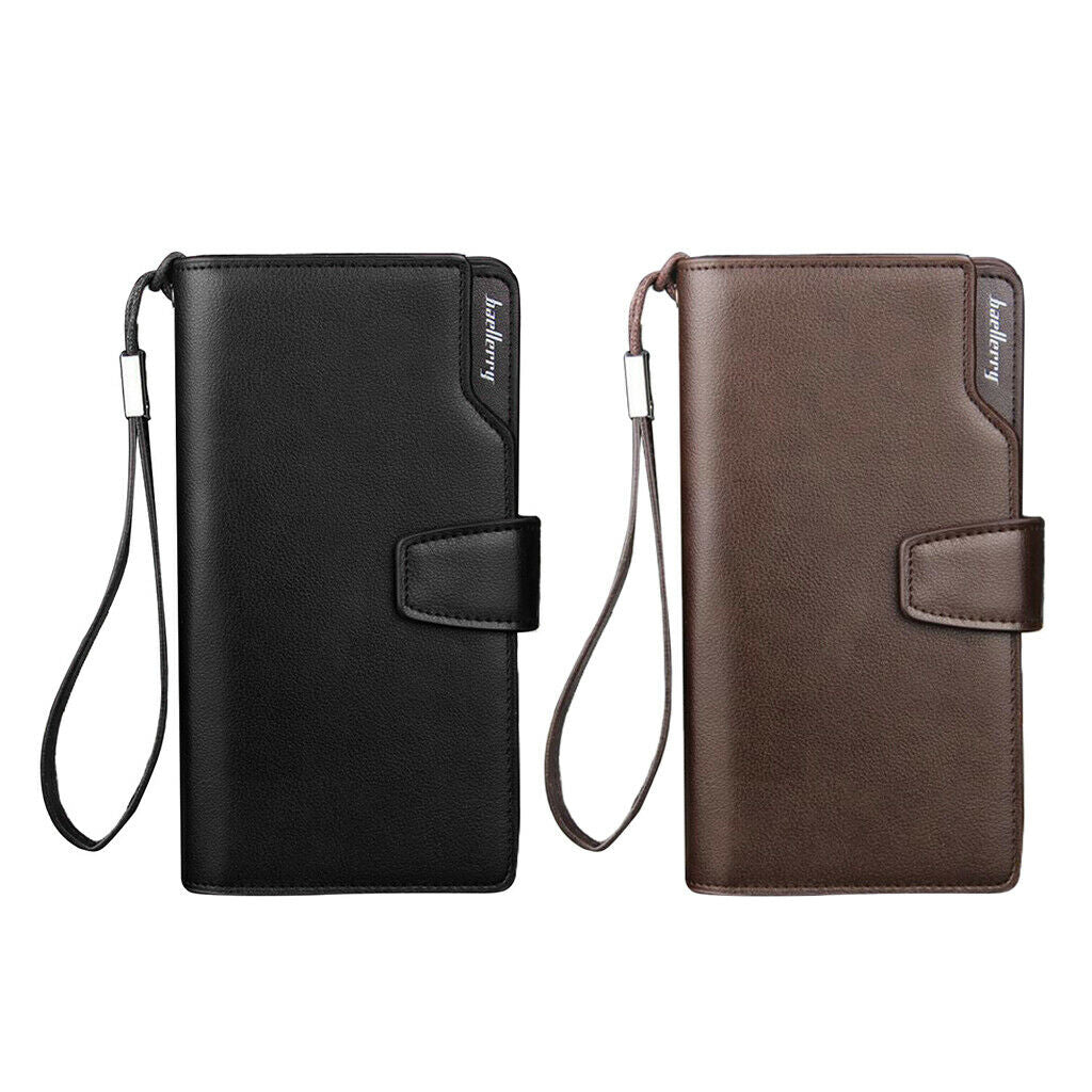 2Pcs Mens Luxury Wallet Fashion Zipper Purse Money Clip Phone Holder Case