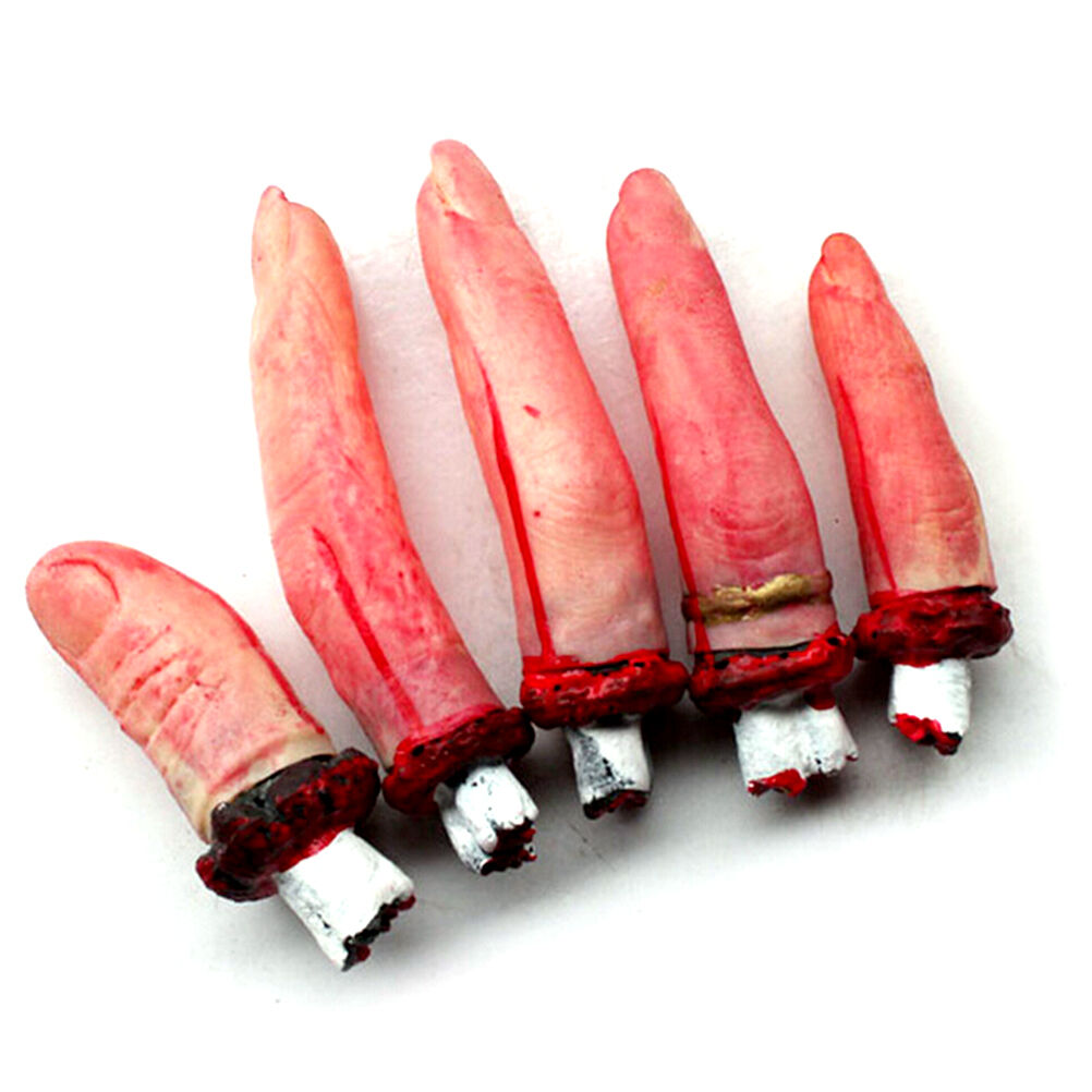 5in1 Halloween Horror Bloody Severed Chopped Fingers Chop Party Prop Deco.l8