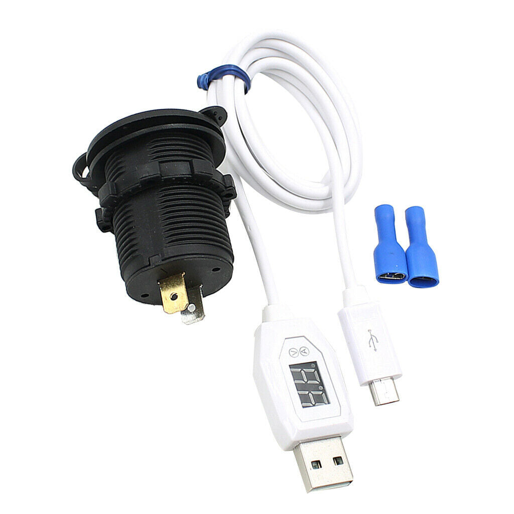 Motorcycle Waterproof Cigarette Lighter with USB Phone Charger LED Voltmeter