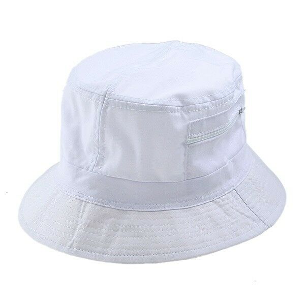 Ladies Bucket White Cotton Sun Hat Beach Sun New