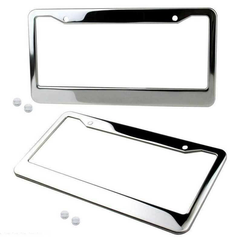 1PCS Chrome Stainless Steel Metal License Plate Frame Tag Cover With Screw Ca.DD