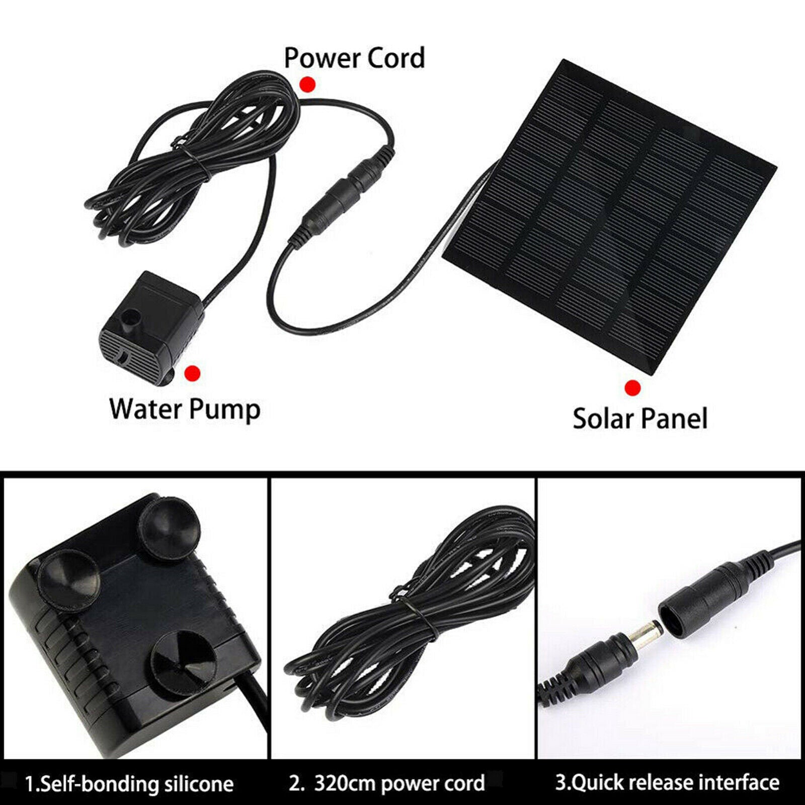 Solar Fountain with Panel Water Pump Outdoor Fountain 6 Sprinkler Heads