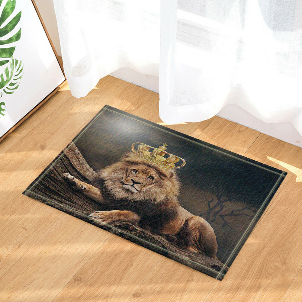 Animal Printed Bathmat Aferican Lion Bathroom Rug Non-Slip Door Mat 16x24"