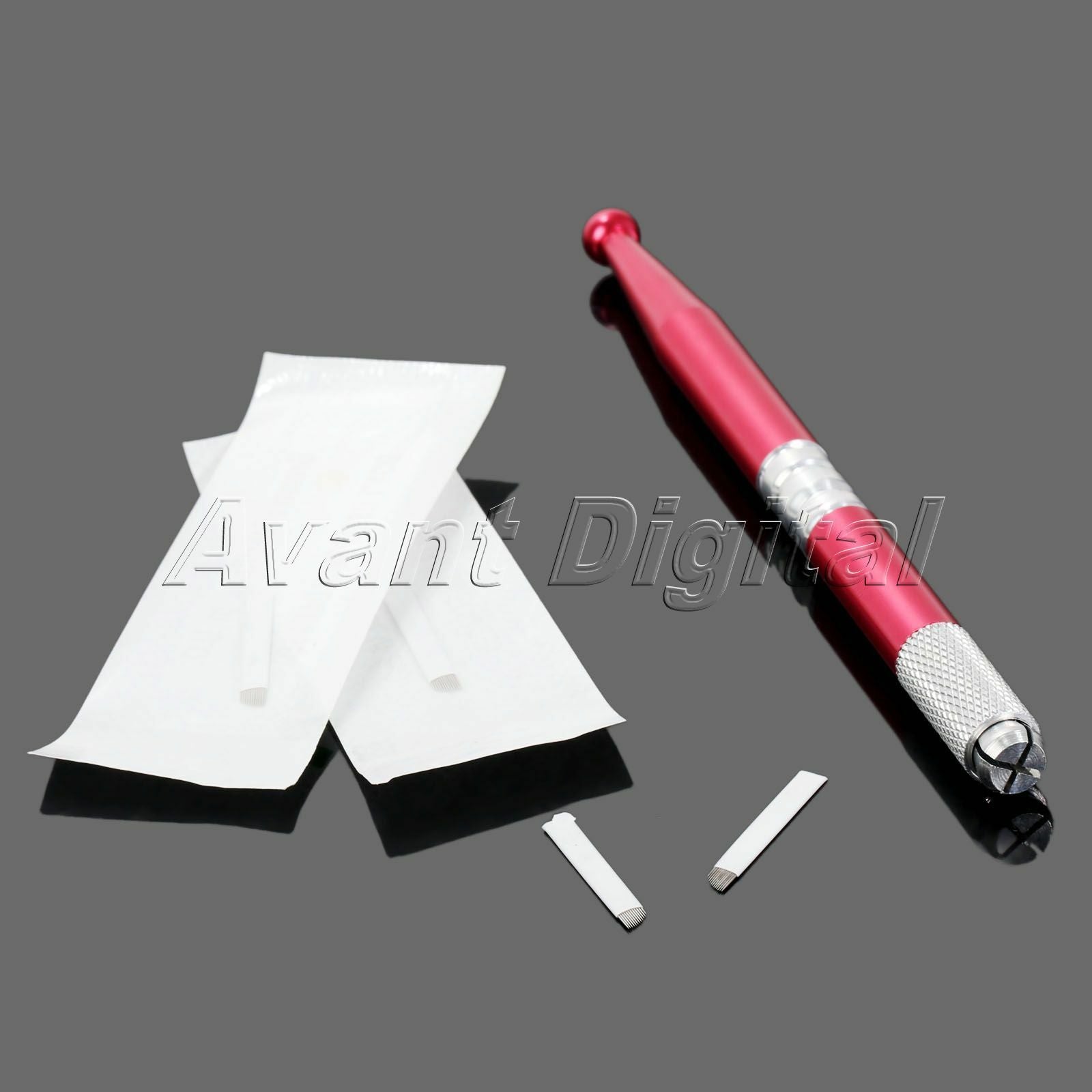 Professional permanent makeup Manual Tattoo Pen +12pcs Needle Blade for Eyebrow