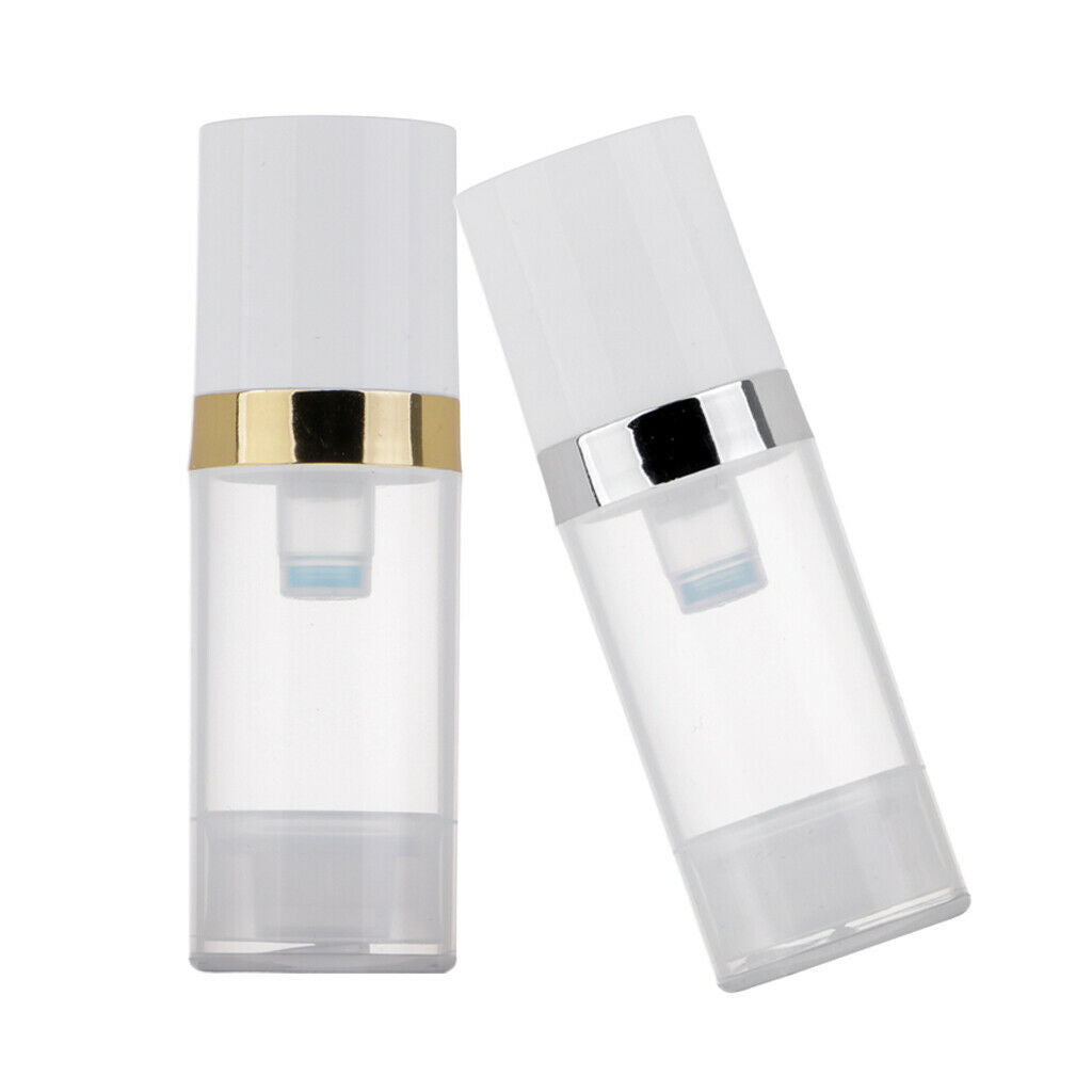 6x 10ml Clear Vacuum Press Pump Bottle Cosmetic Lotions Container Refillable