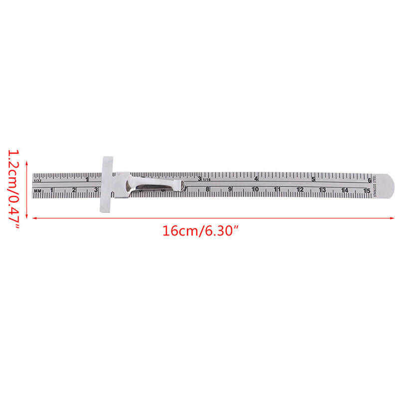 6" Stainless Steel Pocket Rule Handy Ruler with inch 1/32” mm/metric Grad.l8