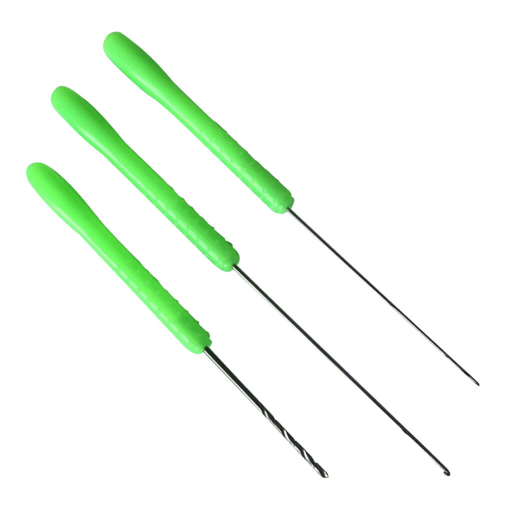 3pcs Fishing Bait Needle Drill Stringer Hook Rig Rigging Tackle Tool Kit Set