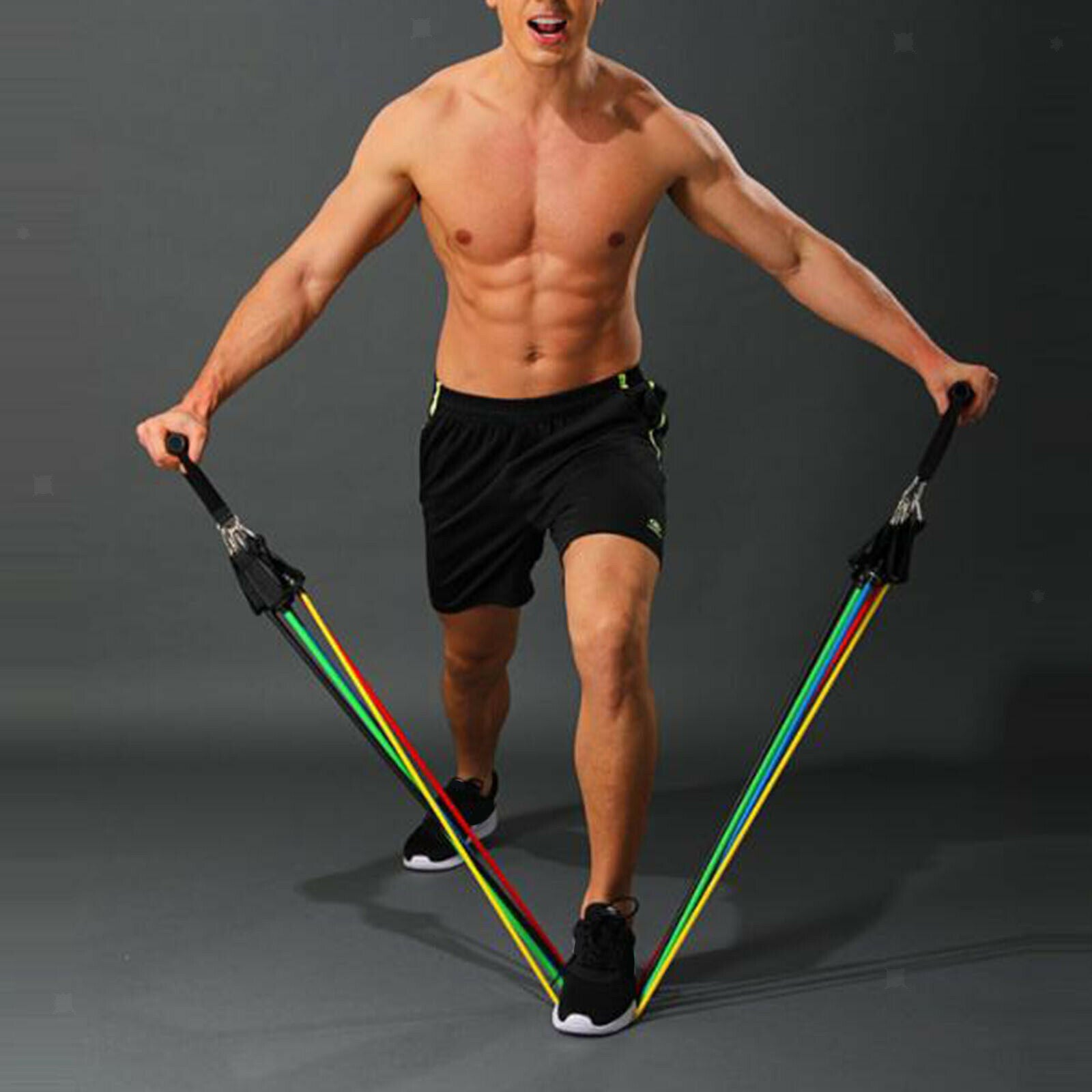 11Pcs Resistance Exercise Bands for Workout Tube Fitness Pilates Gym&Training