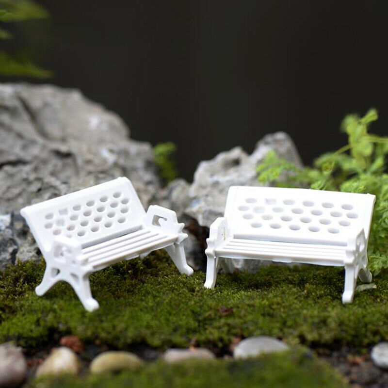 3Pcs Mini Bench Chairs Park Seat Garden Miniatures Micro Landscape Decora.l8