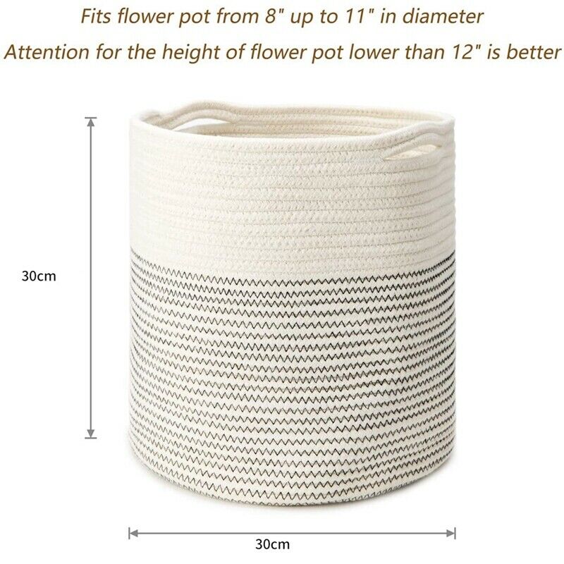 Cotton Rope Plant Basket Modern Indoor Planter Flower Pot Woven Storage OrgaQ4L9