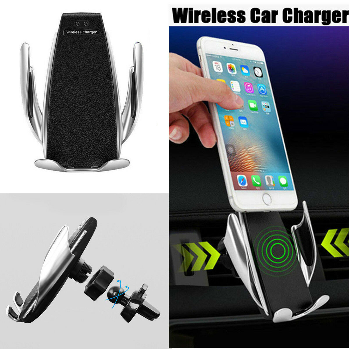 Infrared Automatic Clamping Phone Holder Wireless Charger With TYPE-C Receiver
