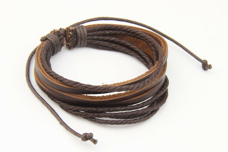 2pcs Fashion Leather Bracelet Braided hemp rope bangle for Women/Men Jewelry