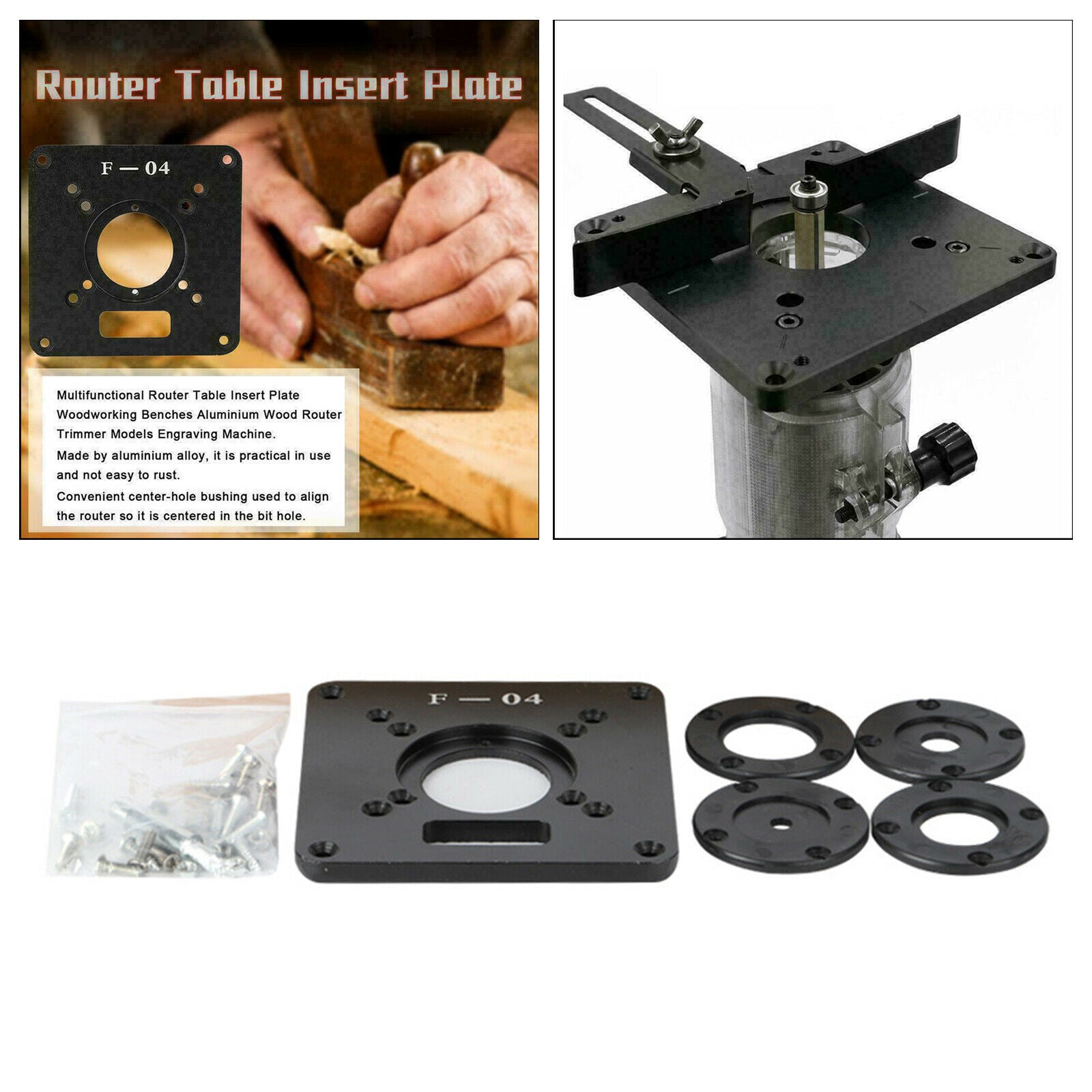 Router Table Insert with Install Screws and Plastic Router Insertion
